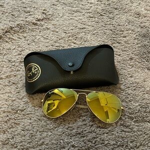 Ray-Ban Flash Lens Aviator Sunglasses | Gold/Yellow